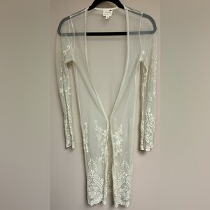 La Hearts Crème Lace Robe Duster
